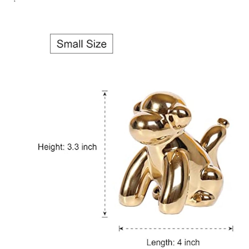 Gold Home Décor Balloon Figurine Accent, Small Ceramic Animal Statue Handmade Sculpture Ornament (Monkey) - Image 4